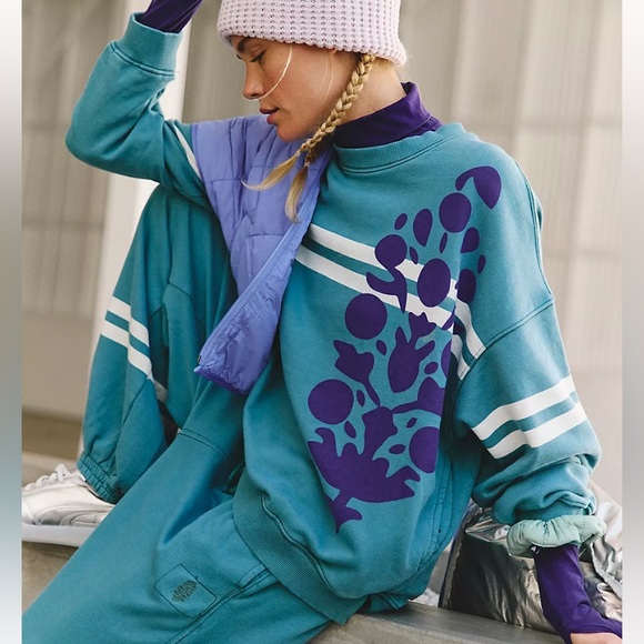 FP MOVEMENT All Star Buti Logo Pullover Midnight Jade - Picture 1 of 8